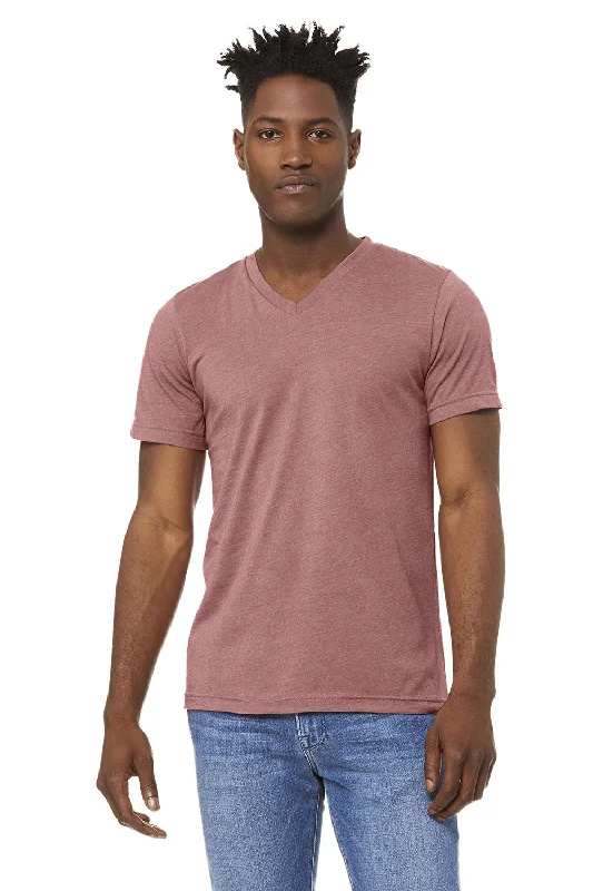 Bella + Canvas Mens CVC Short Sleeve V-Neck T-Shirt - Heather Mauve