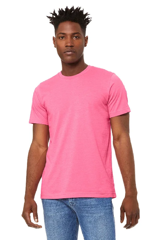 Bella + Canvas Mens Heather CVC Short Sleeve Crewneck T-Shirt - Heather Charity Pink