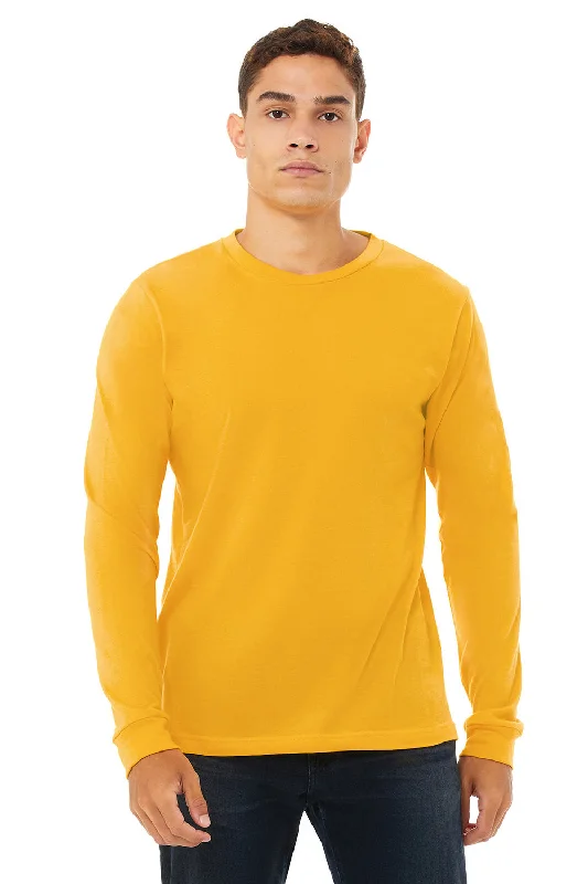 Bella + Canvas Mens Jersey Long Sleeve Crewneck T-Shirt - Gold