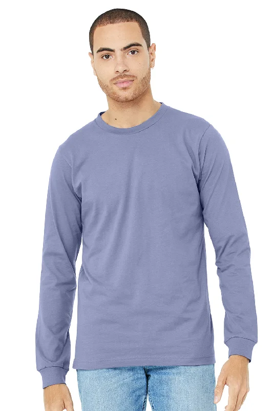 Bella + Canvas Mens Jersey Long Sleeve Crewneck T-Shirt - Lavender Blue