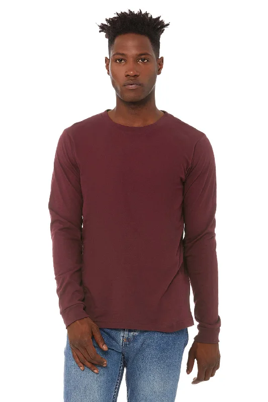 Bella + Canvas Mens Jersey Long Sleeve Crewneck T-Shirt - Maroon