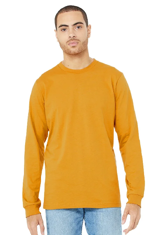 Bella + Canvas Mens Jersey Long Sleeve Crewneck T-Shirt - Mustard Yellow