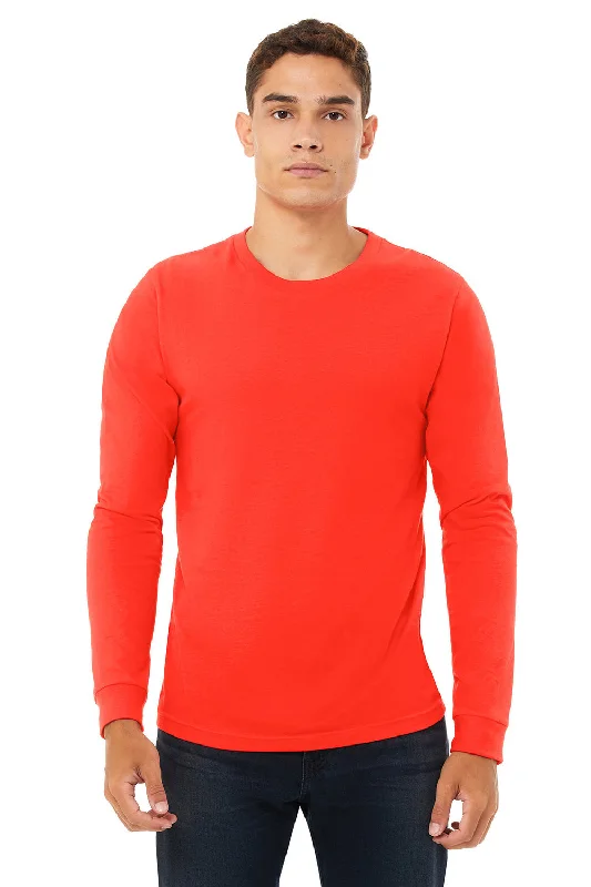 Bella + Canvas Mens Jersey Long Sleeve Crewneck T-Shirt - Poppy Red