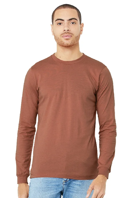 Bella + Canvas Mens Jersey Long Sleeve Crewneck T-Shirt - Terracotta