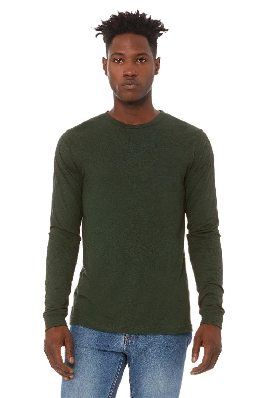 Bella + Canvas Mens Long Sleeve Crewneck T-Shirt - Emerald Green