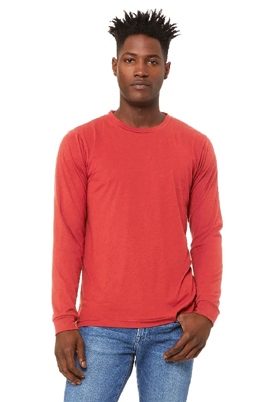 Bella + Canvas Mens Long Sleeve Crewneck T-Shirt - Red