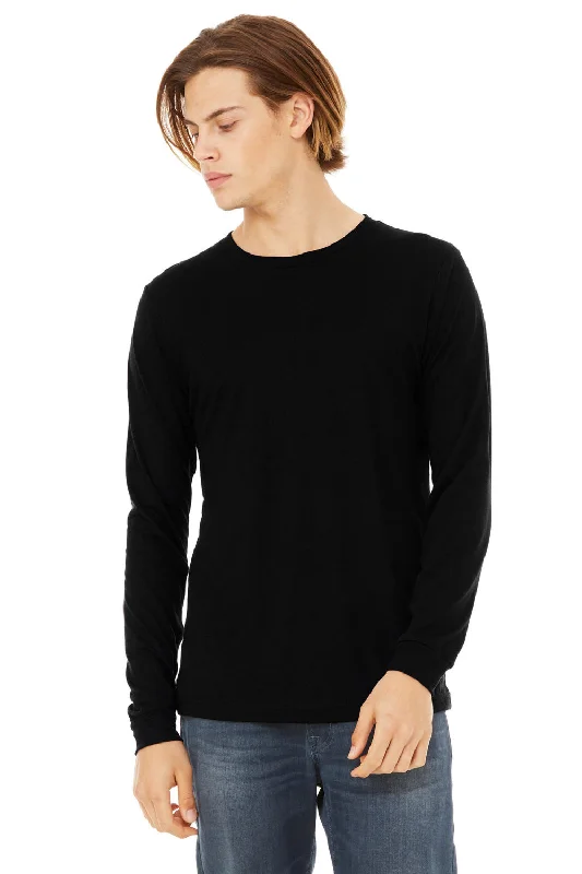 Bella + Canvas Mens Long Sleeve Crewneck T-Shirt - Solid Dark Grey