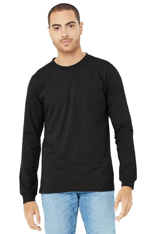 Bella + Canvas Mens CVC Long Sleeve Crewneck T-Shirt - Heather Black