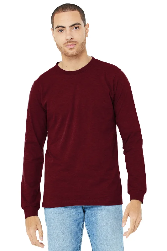 Bella + Canvas Mens CVC Long Sleeve Crewneck T-Shirt - Heather Cardinal Red