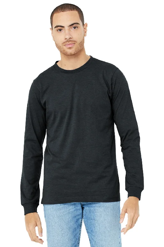 Bella + Canvas Mens CVC Long Sleeve Crewneck T-Shirt - Heather Dark Grey