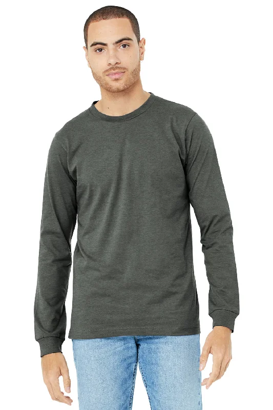 Bella + Canvas Mens CVC Long Sleeve Crewneck T-Shirt - Heather Deep Grey