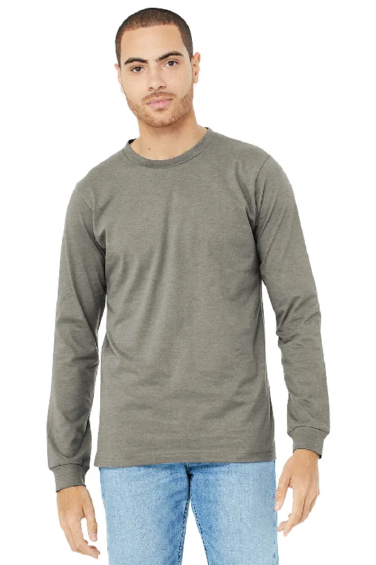 Bella + Canvas Mens CVC Long Sleeve Crewneck T-Shirt - Heather Stone