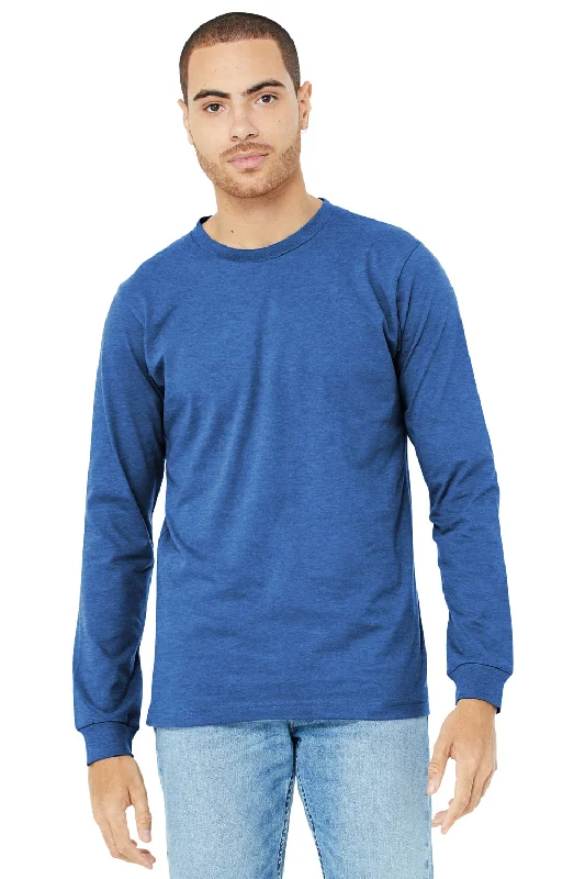 Bella + Canvas Mens CVC Long Sleeve Crewneck T-Shirt - Heather True Royal Blue