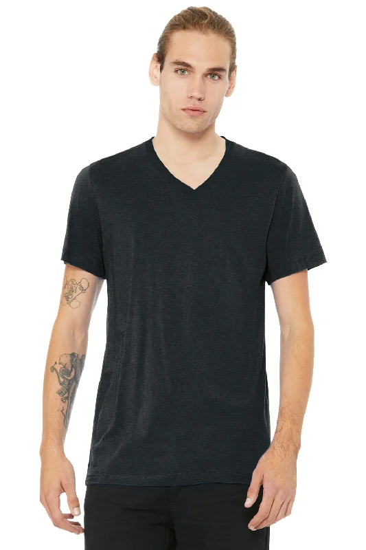 Bella + Canvas Mens CVC Short Sleeve V-Neck T-Shirt - Heather Dark Grey