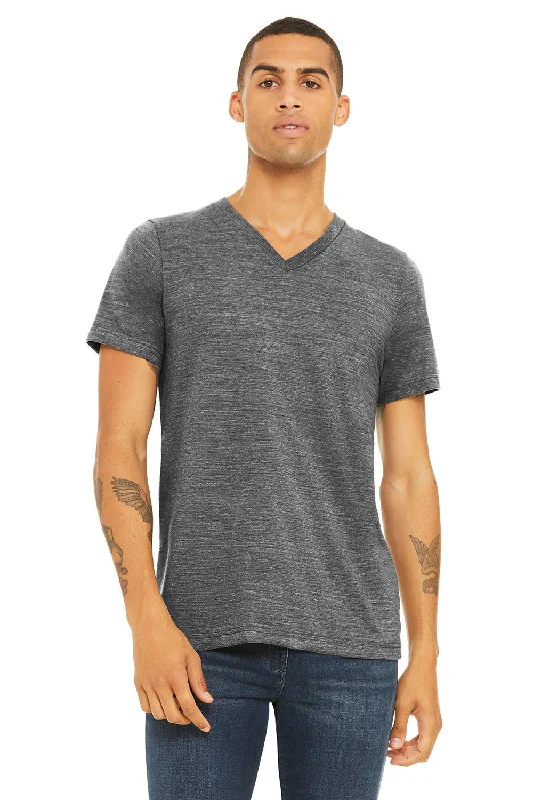 Bella + Canvas Mens Jersey Short Sleeve V-Neck T-Shirt - Asphalt Grey Slub