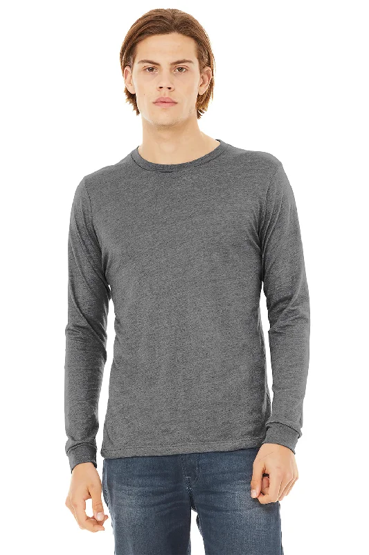 Bella + Canvas Mens Long Sleeve Crewneck T-Shirt - Grey