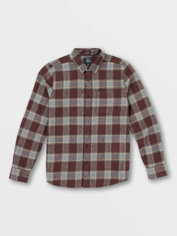 Caden Plaid Long Sleeve Flannel - Mahogany