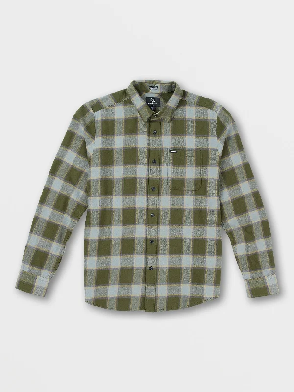 Caden Plaid Long Sleeve Flannel - Military