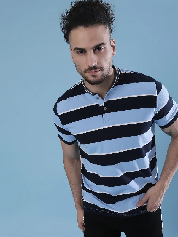 Campus Sutra Men Striped Stylish Half Sleeve Casual T-Shirts