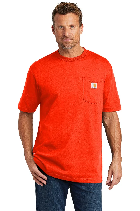 Carhartt Mens Workwear Short Sleeve Crewneck T-Shirt w/ Pocket - Brite Orange