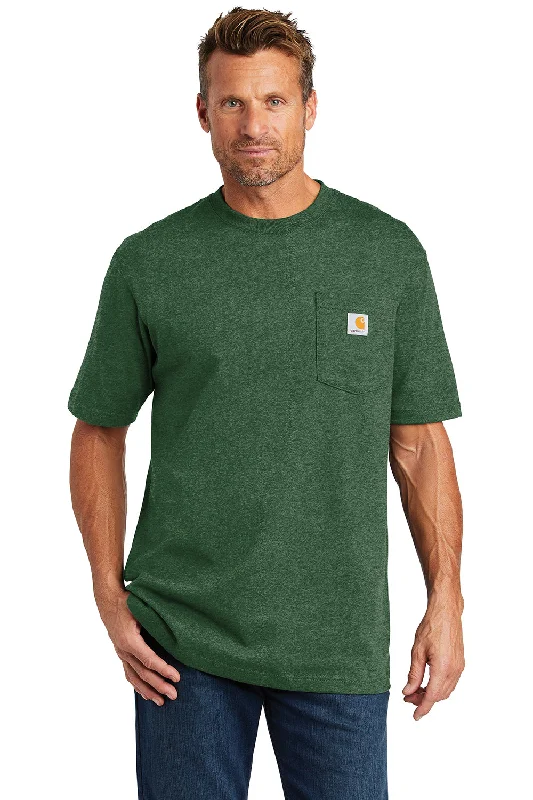 Carhartt Mens Workwear Short Sleeve Crewneck T-Shirt w/ Pocket - Heather North Woods Green