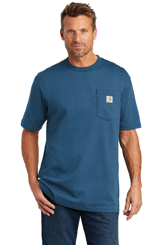 Carhartt Mens Workwear Short Sleeve Crewneck T-Shirt w/ Pocket - Lakeshore Blue