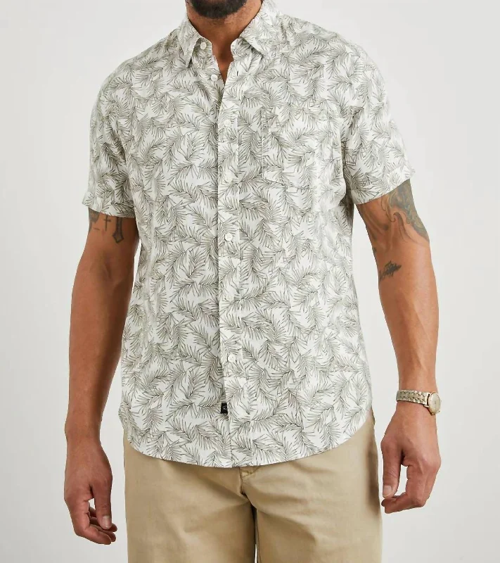 Carson Button Down In Palm Americano White