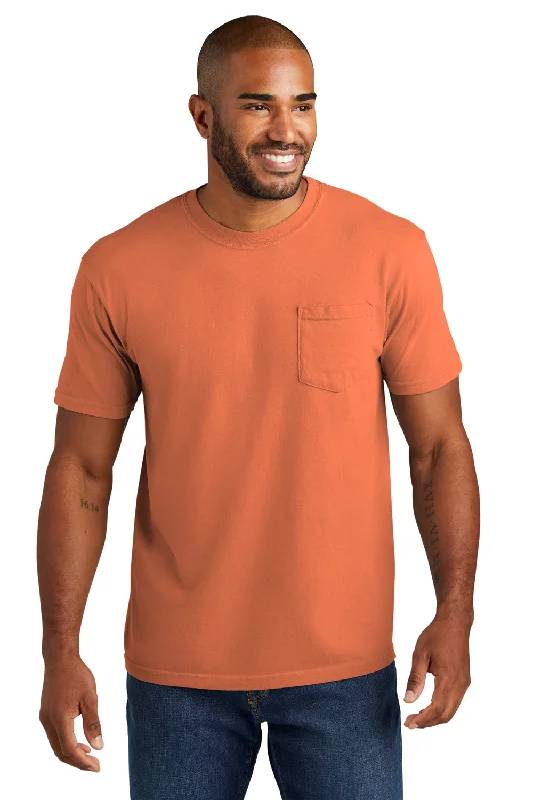 Comfort Colors Mens Short Sleeve Crewneck T-Shirt w/ Pocket - Melon Orange