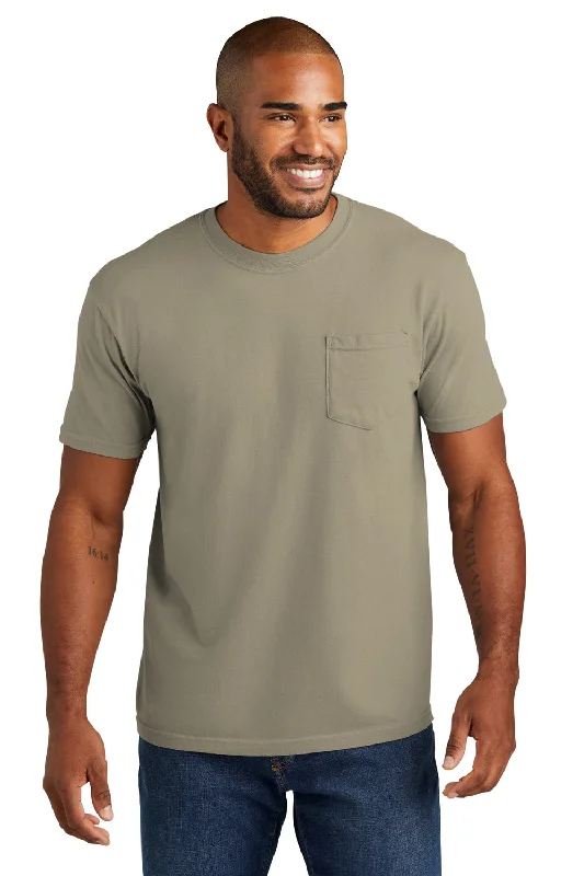 Comfort Colors Mens Short Sleeve Crewneck T-Shirt w/ Pocket - Sandstone