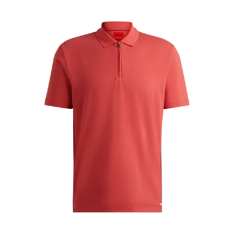 Cotton-blend polo shirt with zip placket