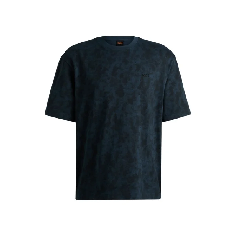 Cotton-jersey T-shirt with all-over seasonal print