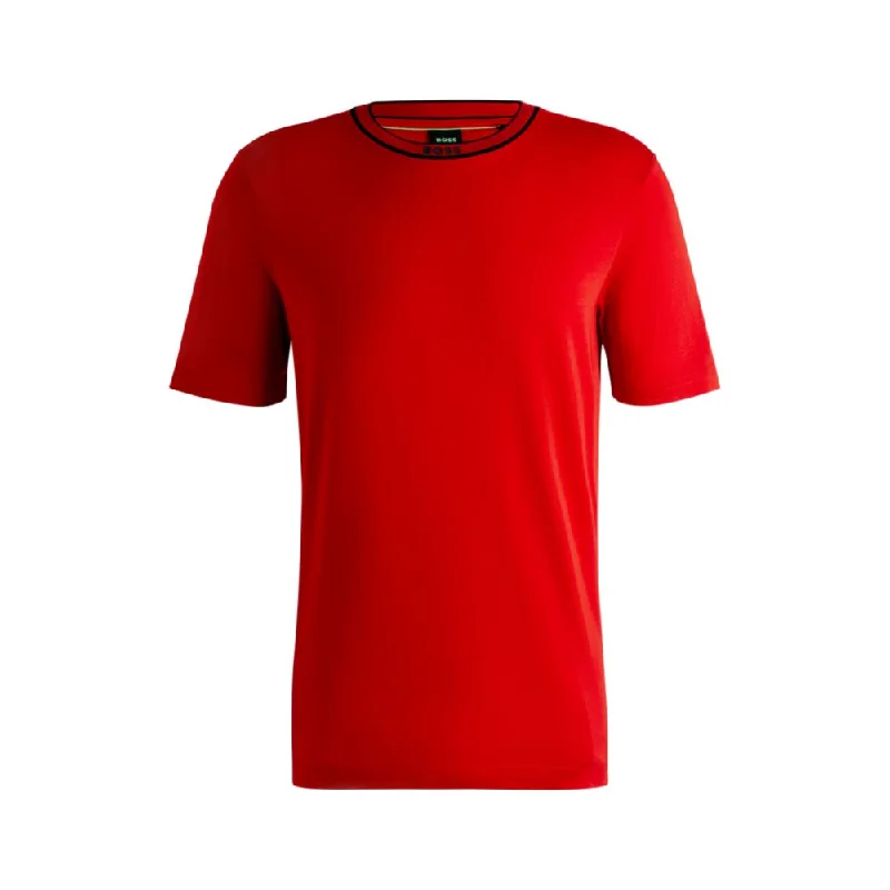 Cotton-jersey T-shirt with logo collar