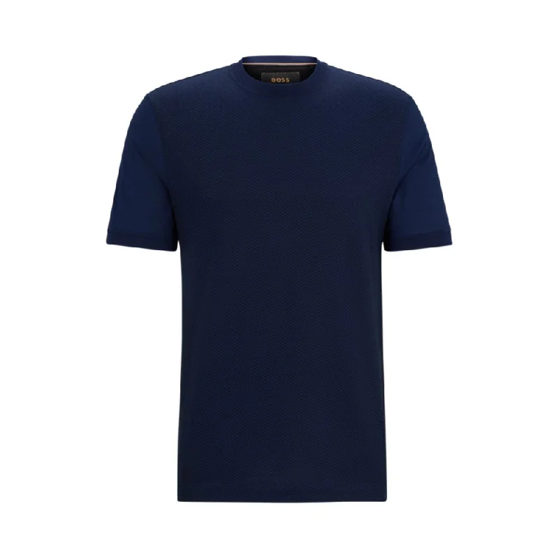 Cotton-silk regular-fit T-shirt with mixed structures