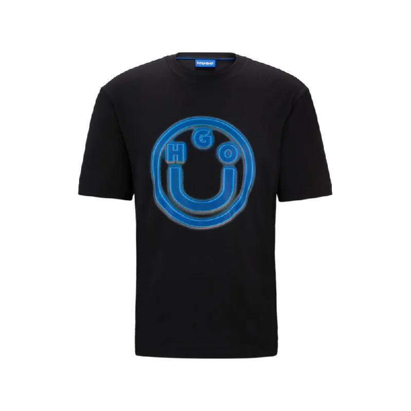 Cotton-terry T-shirt with smiley-face logo