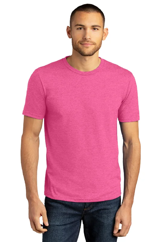 District Mens Perfect DTG Short Sleeve Crewneck T-Shirt - Fuchsia Pink Frost