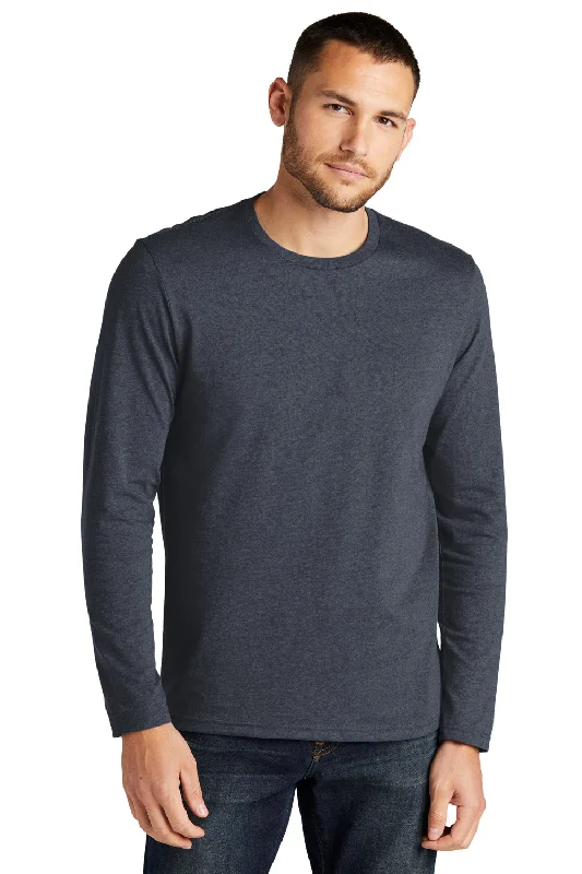 District Mens Re-Tee Long Sleeve Crewneck T-Shirt - Heather Navy Blue