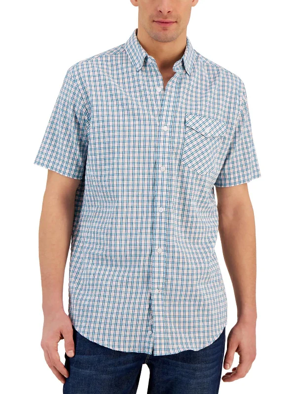 Flamingo Mens Plaid Woven Button-Down Shirt