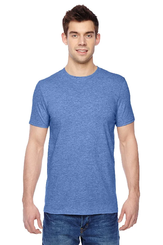 Fruit Of The Loom Mens Softspun Jersey Short Sleeve Crewneck T-Shirt - Heather Carolina Blue