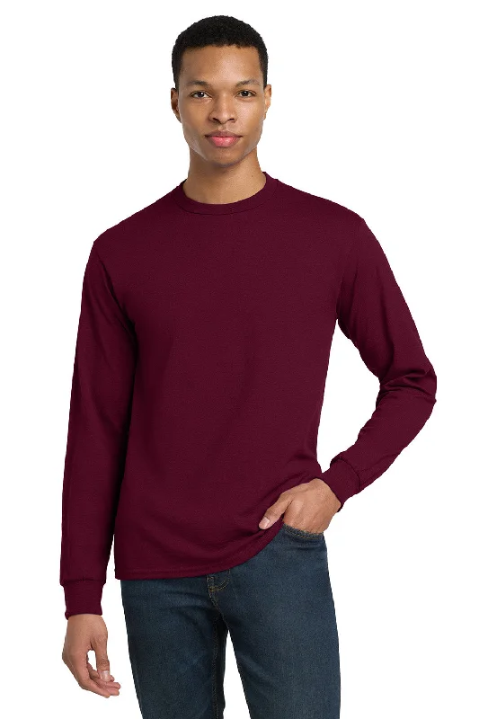 Gildan Mens DryBlend Moisture Wicking Long Sleeve Crewneck T-Shirt - Maroon