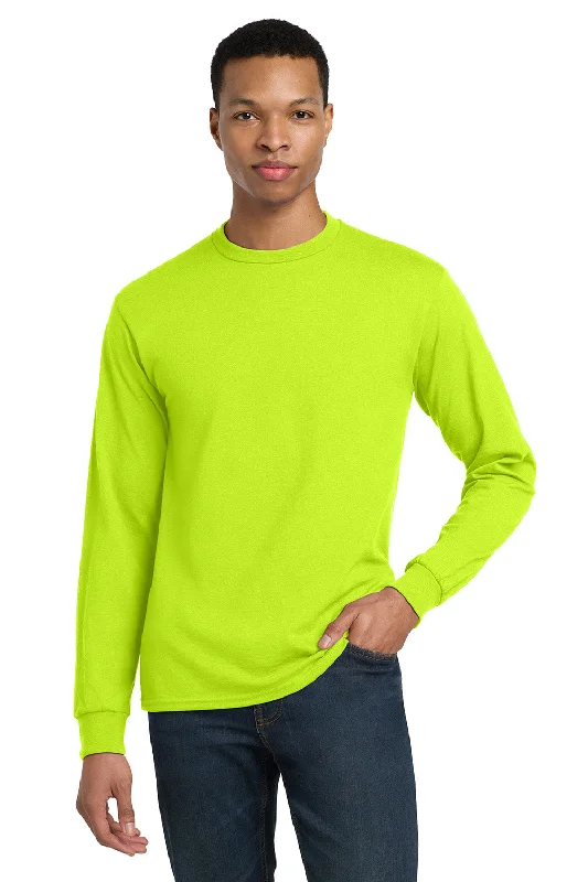 Gildan Mens DryBlend Moisture Wicking Long Sleeve Crewneck T-Shirt - Safety Green