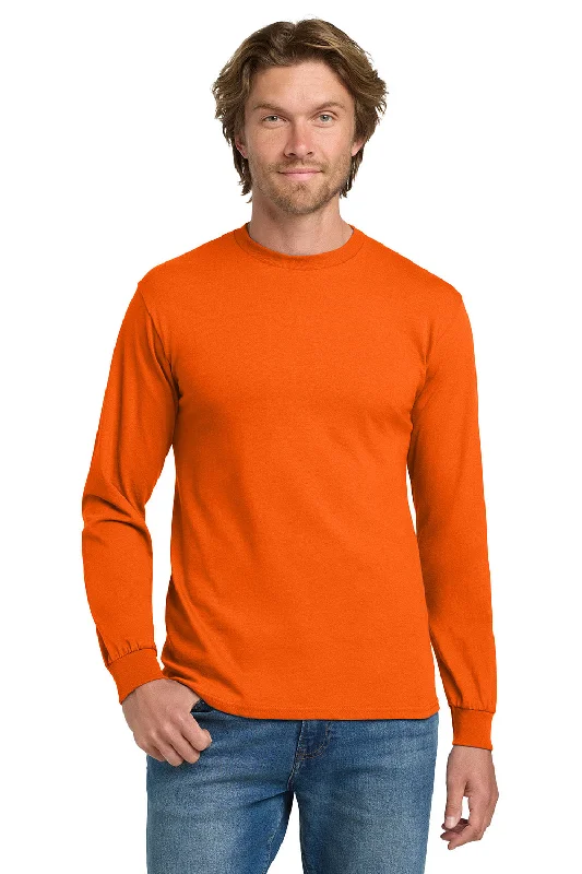 Gildan Mens Long Sleeve Crewneck T-Shirt - Orange