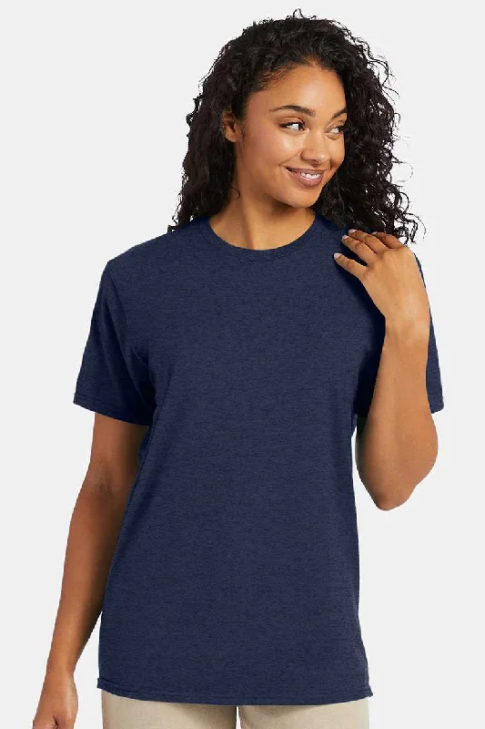 Hanes Mens Nano-T Short Sleeve Crewneck T-Shirt - Heather Navy Blue