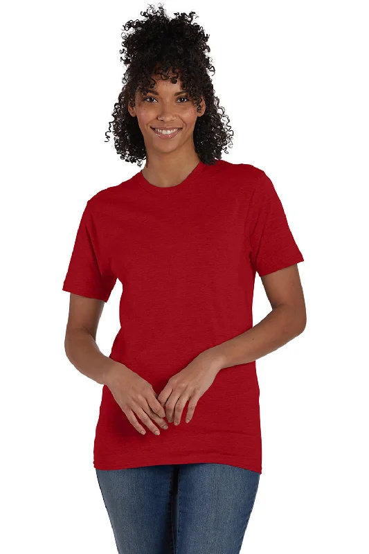 Hanes Mens Nano-T Short Sleeve Crewneck T-Shirt - Heather Pepper Red - Closeout