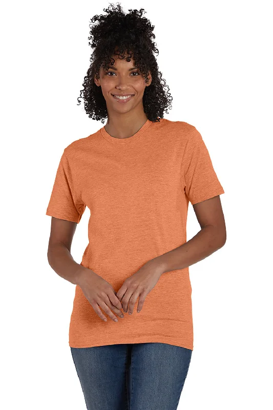 Hanes Mens Nano-T Short Sleeve Crewneck T-Shirt - Heather Pumpkin Orange