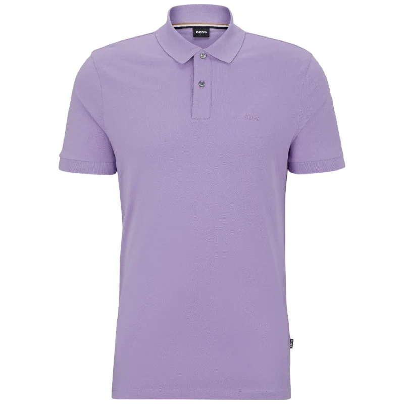 Hugo Boss Men's Pallas Short Sleeve Pique Polo Shirt, Lavender Cream