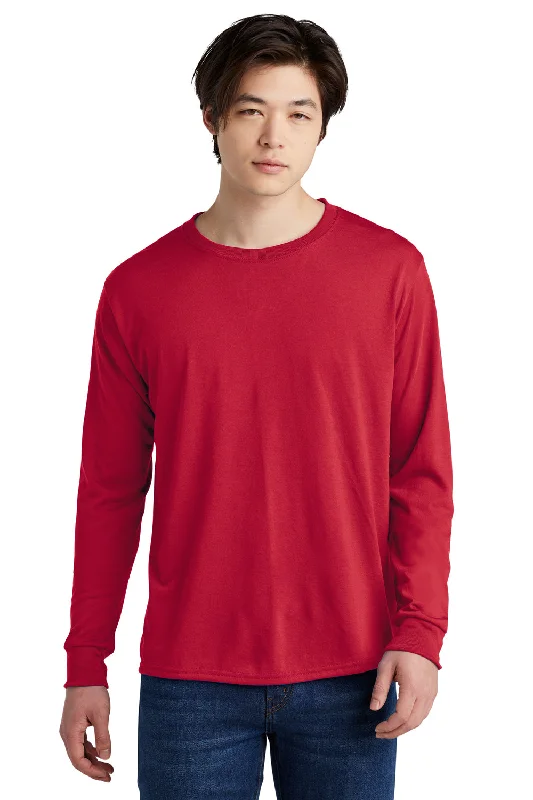 Jerzees Mens Dri-Power Moisture Wicking Long Sleeve Crewneck T-Shirt - True Red