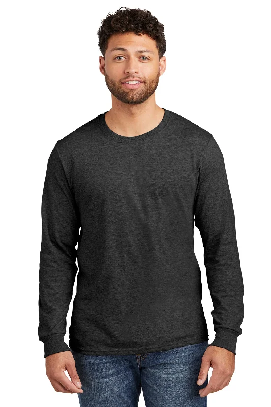 Jerzees Mens Premium Blend Moisture Wicking Long Sleeve Crewneck T-Shirt - Heather Black Ink