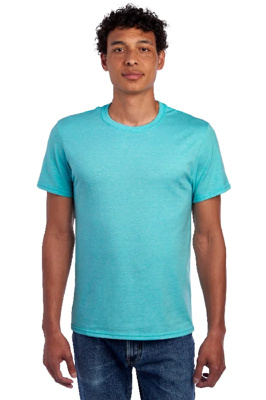 Jerzees Mens Premium Blend Moisture Wicking Short Sleeve Crewneck T-Shirt - Heather Aqua