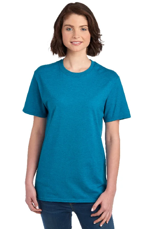 Jerzees Mens Premium Blend Moisture Wicking Short Sleeve Crewneck T-Shirt - Heather Digi Teal Blue