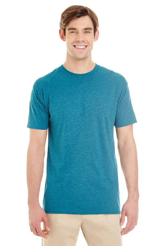 Jerzees Mens Short Sleeve Crewneck T-Shirt - Heather Mosaic Blue - Closeout